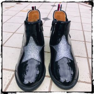 Black Patent Leather Booties -Girls